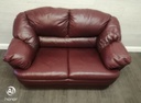 Two seater burgundy leather sofa