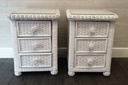 PAIR OF SHABBY CHIC WHITE WICKER BEDSIDES