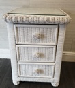 PAIR OF SHABBY CHIC WHITE WICKER BEDSIDES