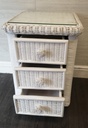 PAIR OF SHABBY CHIC WHITE WICKER BEDSIDES