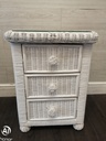 PAIR OF SHABBY CHIC WHITE WICKER BEDSIDES