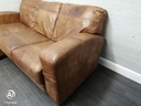 DISTRESSED TAN LEATHER THREE SEATER l shape SOFA
