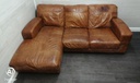 DISTRESSED TAN LEATHER THREE SEATER l shape SOFA