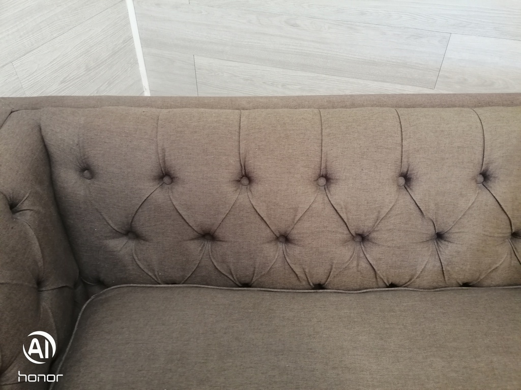 Brown Toned Button Back Two Seater Sofa