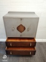 Retro painted oak linen cupboard