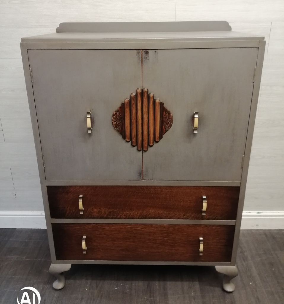 Retro painted oak linen cupboard