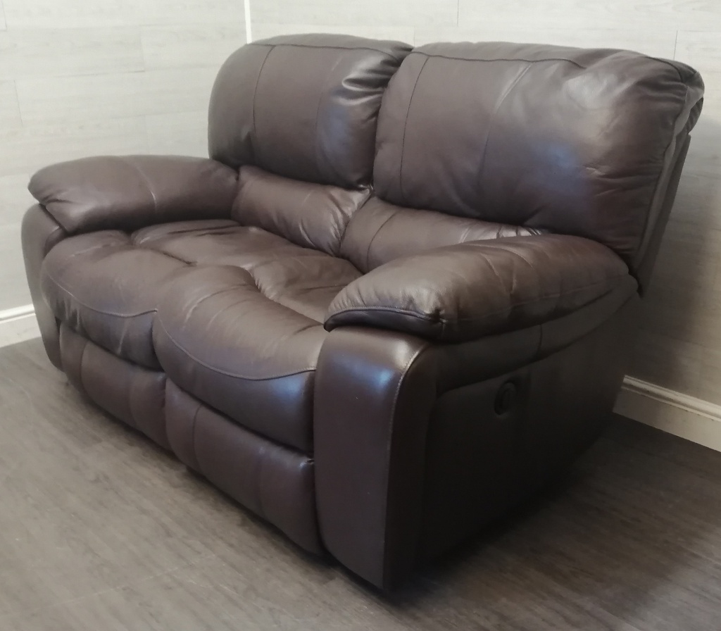 Brown Leather Two Seater Electric Recliner Sofa