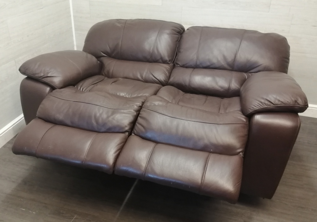Brown Leather Two Seater Electric Recliner Sofa