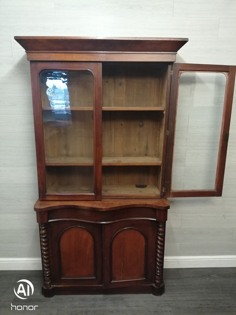 antique victorian bookcase display unit /cupboard