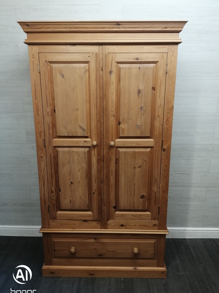 solid pine double wardrobe with drawer