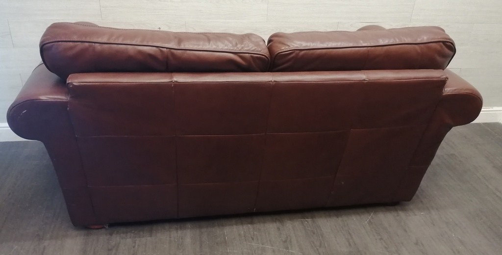 brown leather two seater sofa