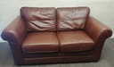 brown leather two seater sofa