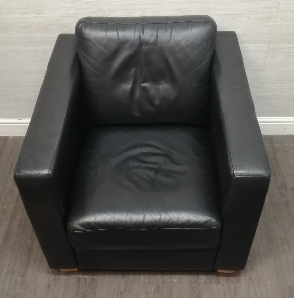 Modern style black leather armchair