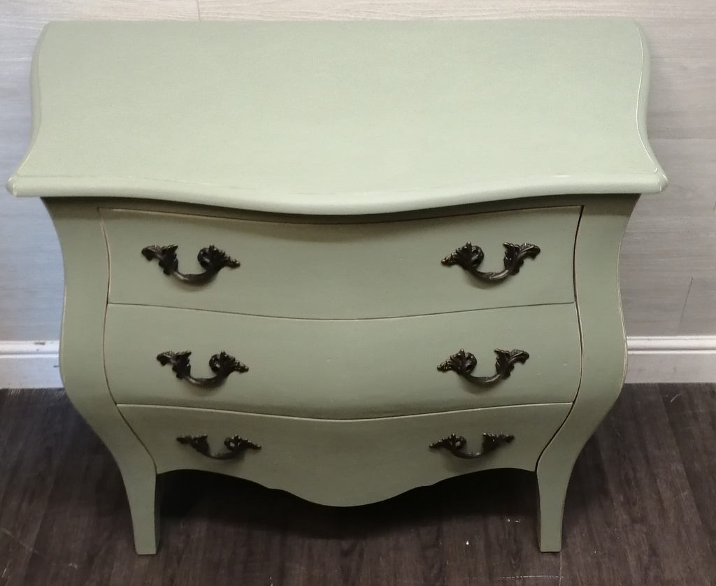 French Bombe Style painted three Drawer Chest