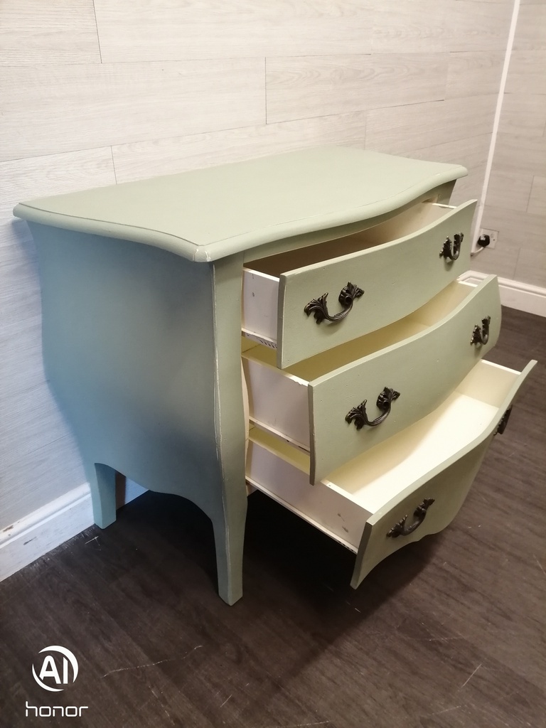 French Bombe Style painted three Drawer Chest