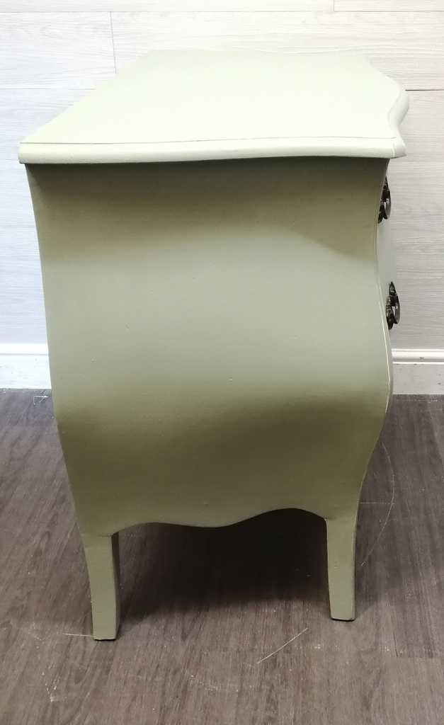 French Bombe Style painted three Drawer Chest