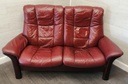 STRESSLESS DEEP RED LEATHER TWO SEATER RECLINER SOFA