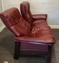 STRESSLESS DEEP RED LEATHER TWO SEATER RECLINER SOFA