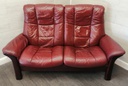 STRESSLESS DEEP RED LEATHER TWO SEATER RECLINER SOFA