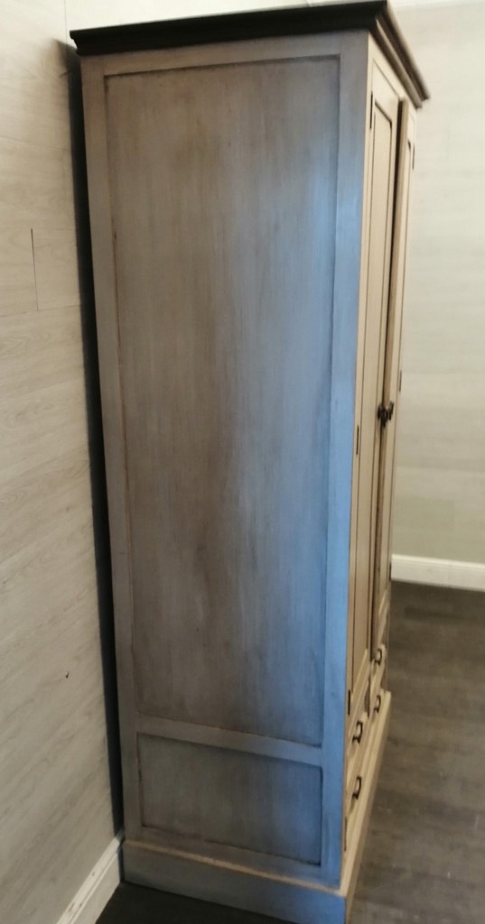 Green toned shabby chic rustic painted  wardrobe