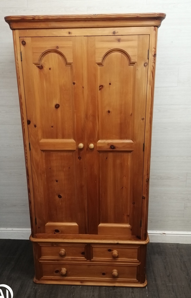 SOLID PINE DOUBLE WARDROBES WITH DRAWERS