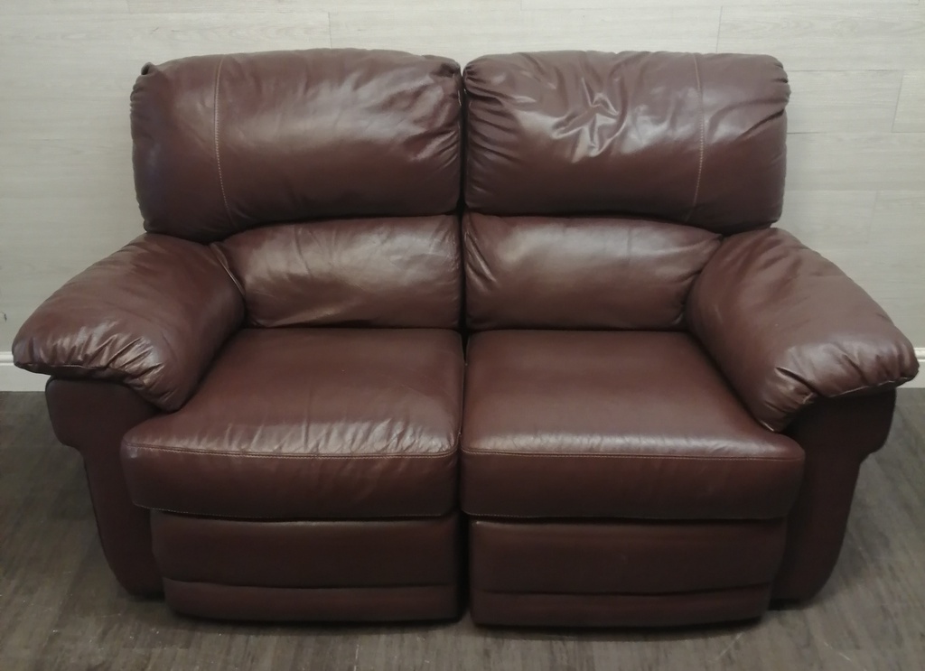 Two seaterbrown leather recliner sofa