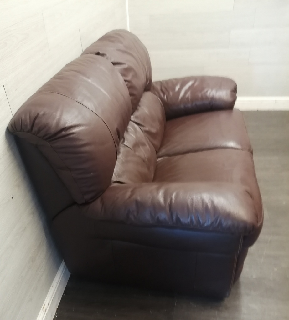 Brown leather two seater sofa