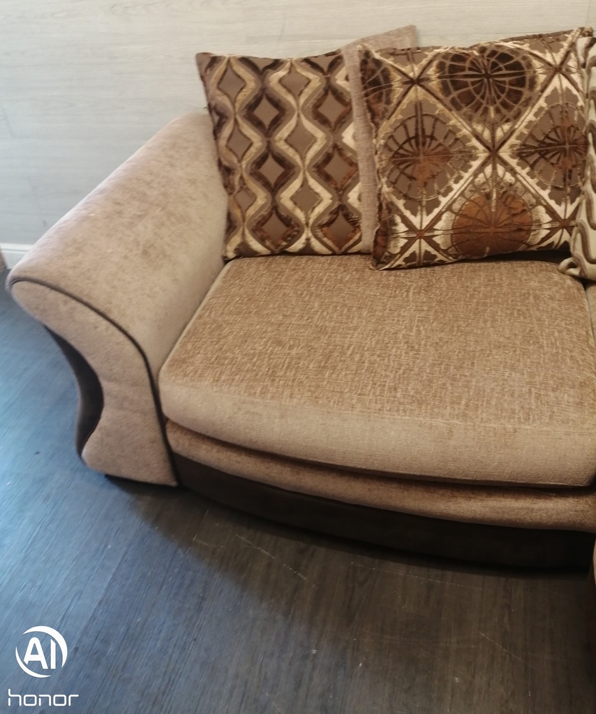 Large DFS Brown Toned Four SEATER CHAISE-END SOFA