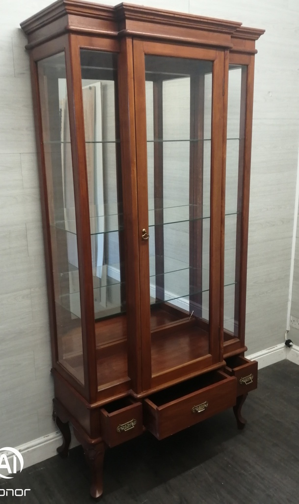 Quality  mahogany repro glazed display unit