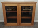 Antique Oak glazed fronted bookcase display unit