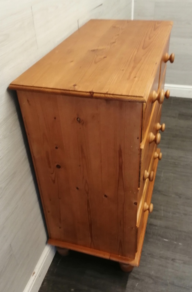Solid pine five drawer chest