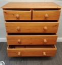 Solid pine five drawer chest