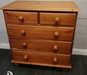 Solid pine five drawer chest