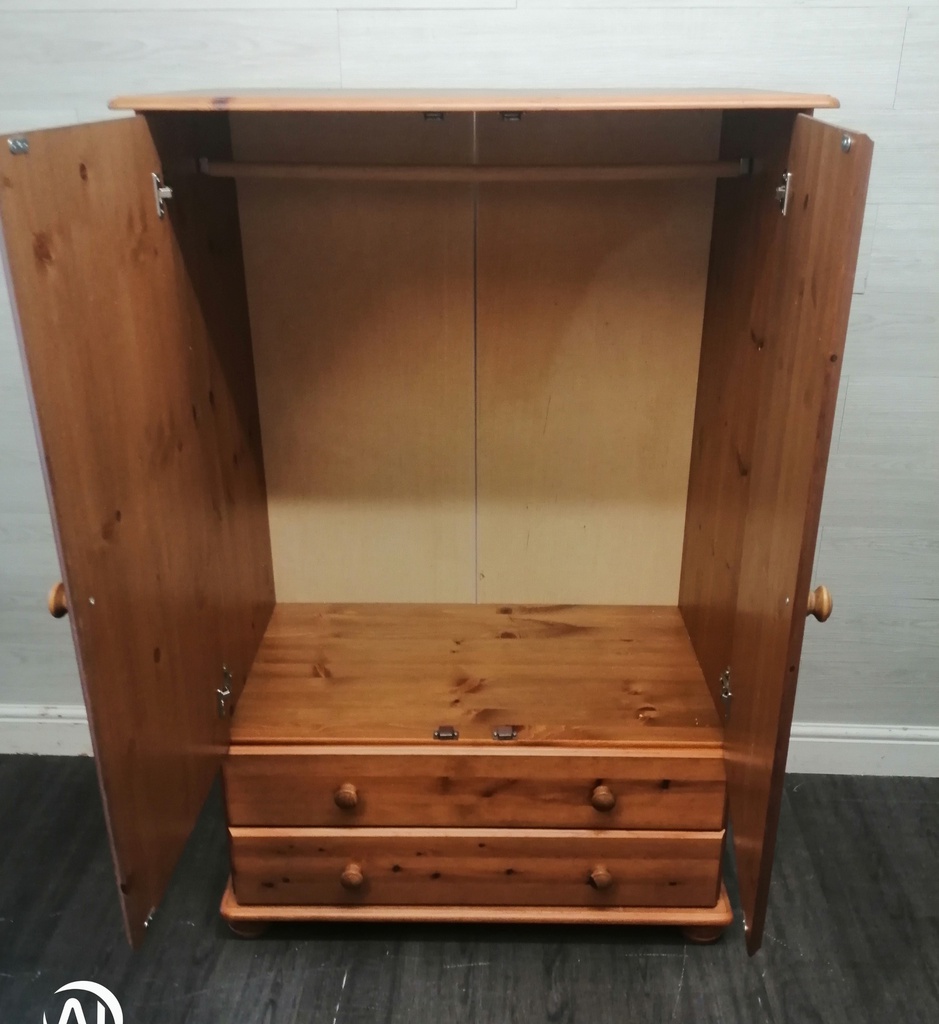 Low Pine Double Wardrobe with drawers