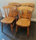 4 X FIDDLE BACK DINING CHAIRS