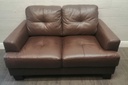 Neat two seater brown leather sofa
