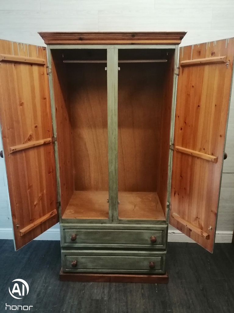 Pine Shabby Chic green wardrobe