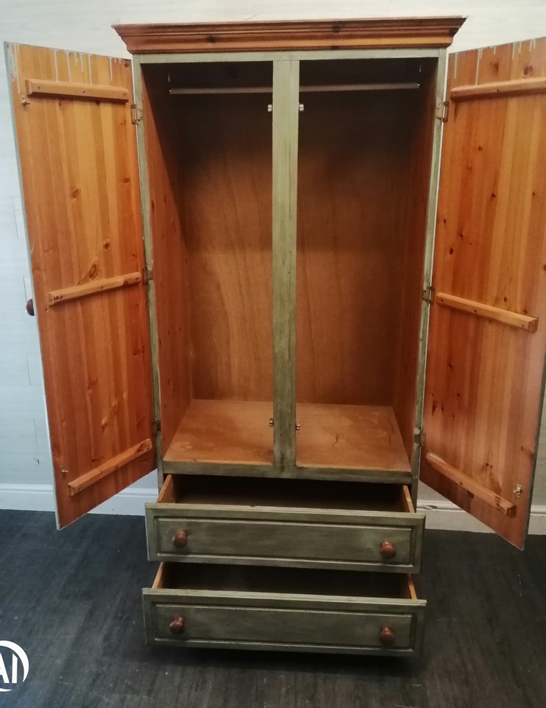 Pine Shabby Chic green wardrobe