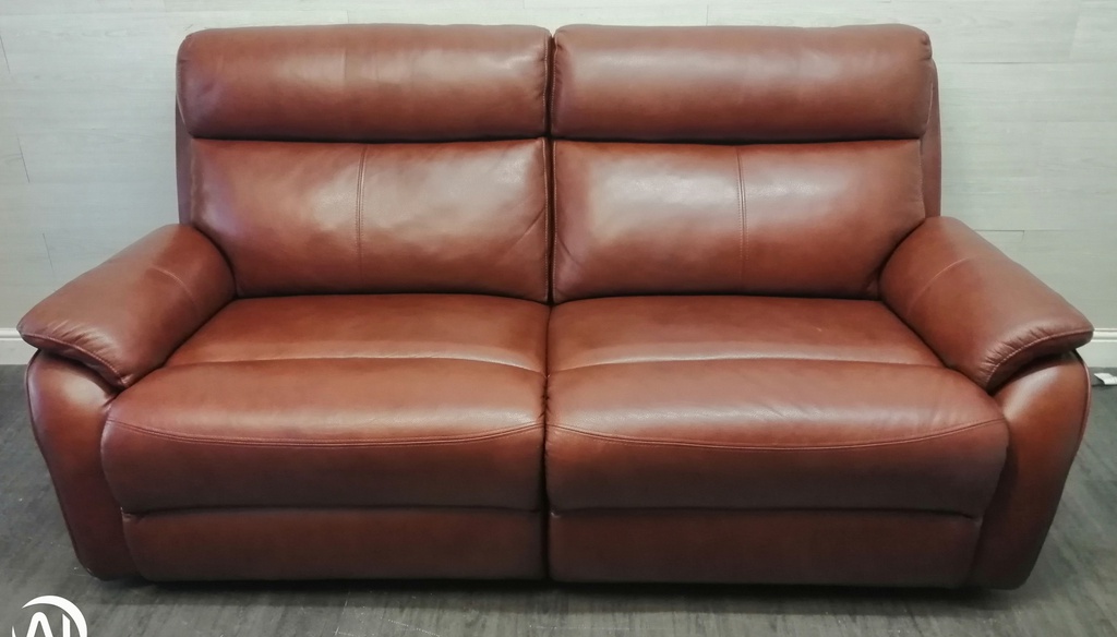 Chesnut Brown Leather Electric Recliner Two Seater Sofa