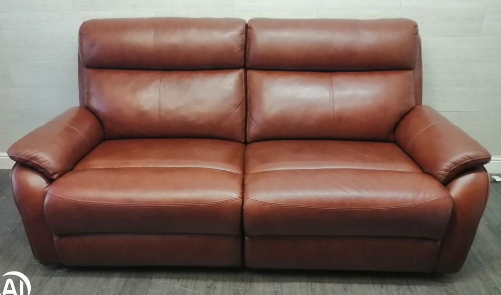 Chesnut Brown Leather Electric Recliner Two Seater Sofa