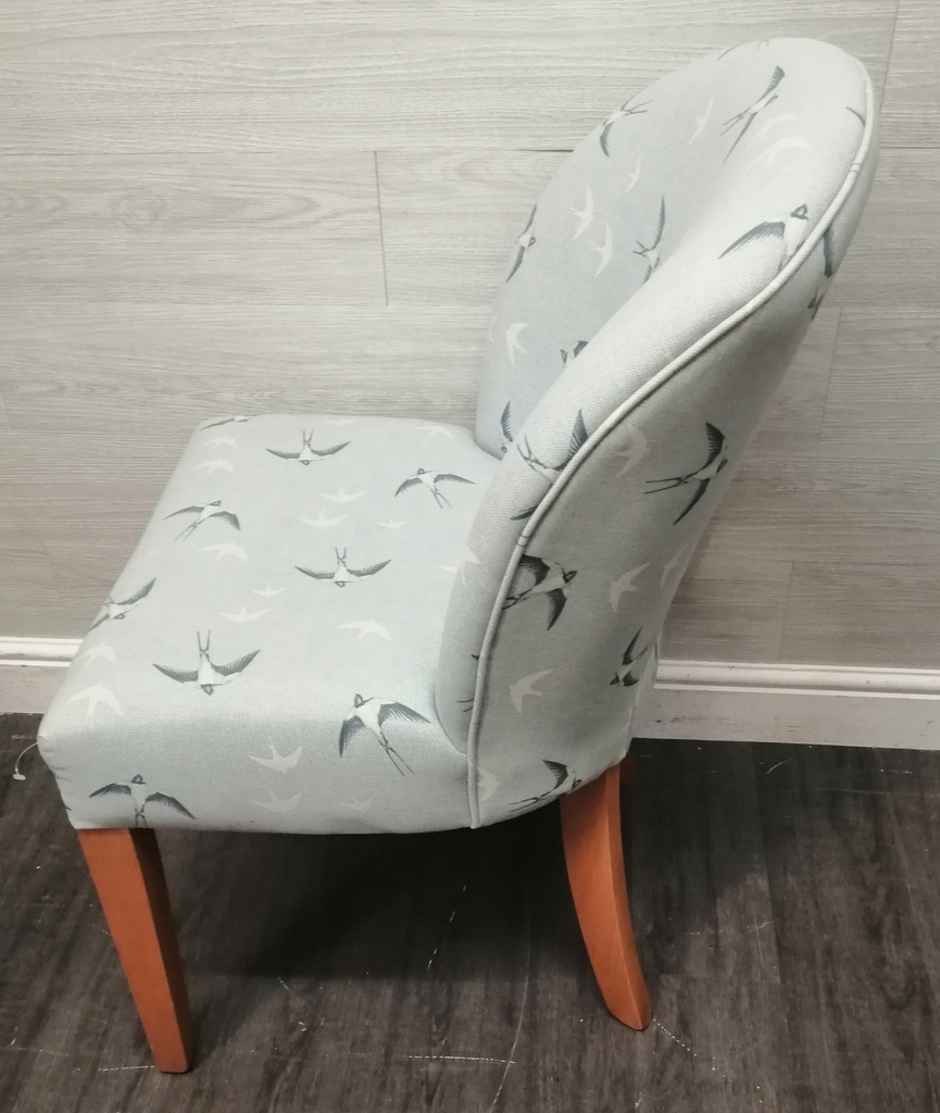 Single Upholstered swallow bird print Chair