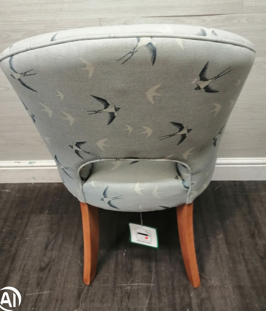 Single Upholstered swallow bird print Chair