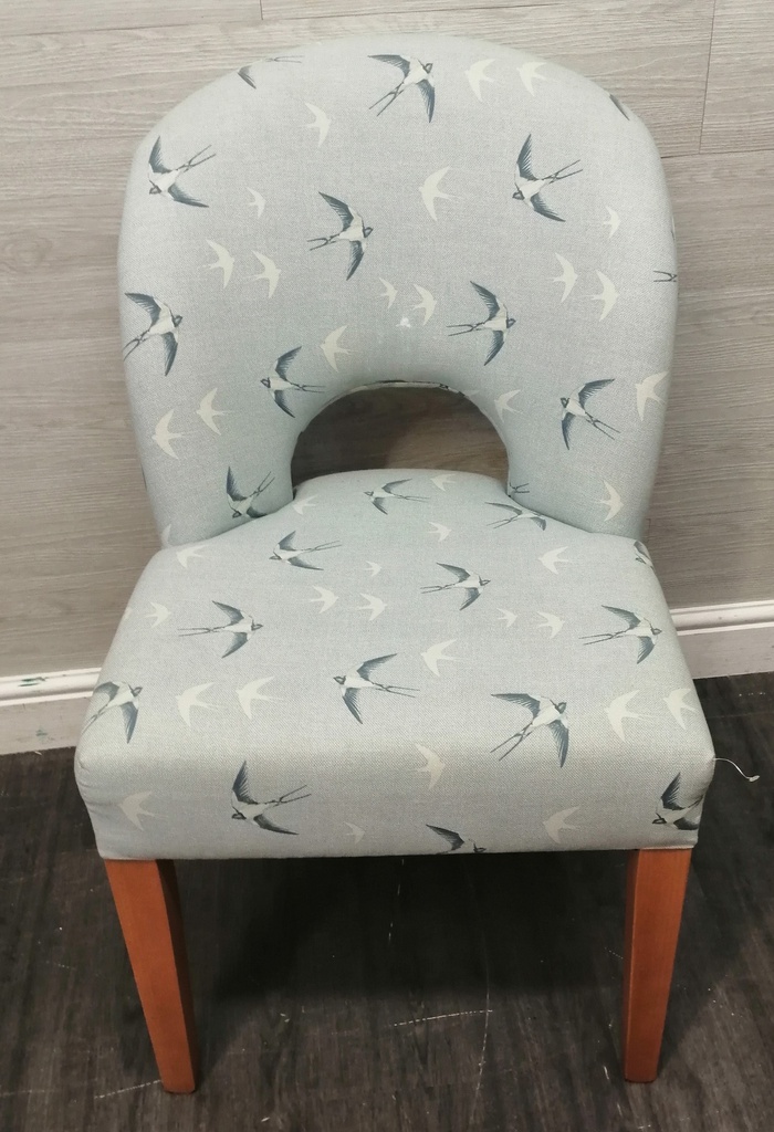 Single Upholstered swallow bird print Chair