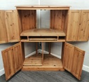 Great solid pine hideaway corner computer cupboard