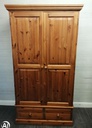 Solid pine double wardrobe with drawers