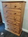 Quality solid pine tall chest of seven drawers