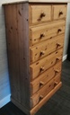 Quality solid pine tall chest of seven drawers