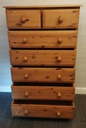 Quality solid pine tall chest of seven drawers