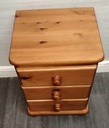 Quality solid pine three drawer bedside chest