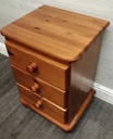 Quality solid pine three drawer bedside chest